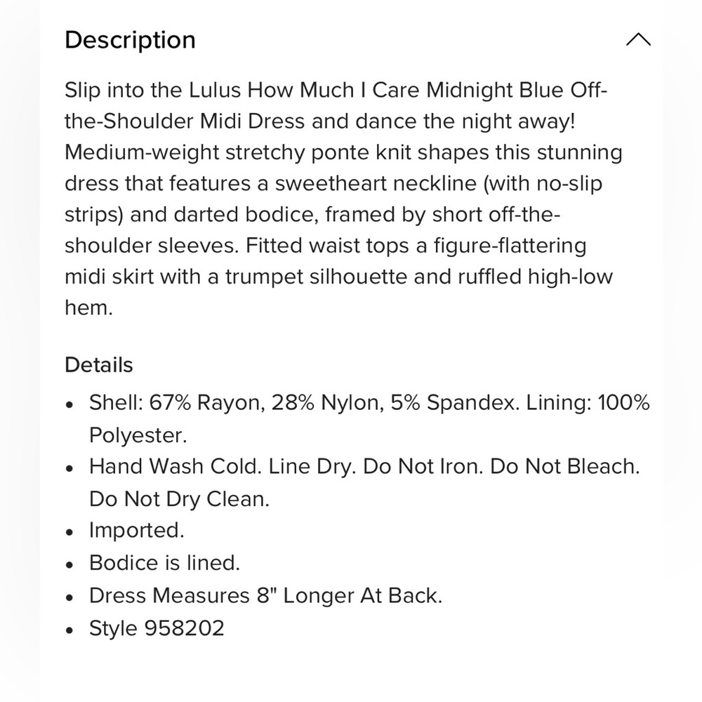 Lulus How Much I Care Navy Off the Shoulder Dress Midnight Blue Navy NWT Size XS - Picture 8 of 9